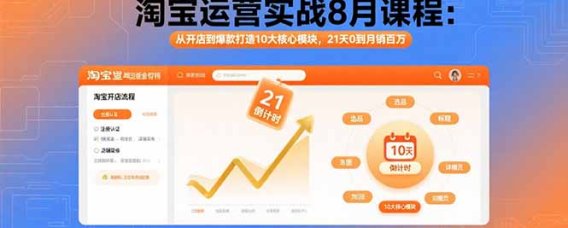 淘宝运营实战8月课程:从开店到爆款打造10大核心模块,21天0到月销百万